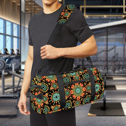 Chaotic Boho Floral Pattern Print Gym Bag
