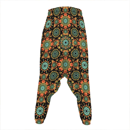 Chaotic Boho Floral Pattern Print Hammer Pants