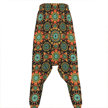 Chaotic Boho Floral Pattern Print Hammer Pants