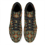 Chaotic Boho Floral Pattern Print High Top Leather Sneakers