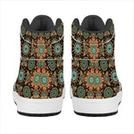 Chaotic Boho Floral Pattern Print High Top Leather Sneakers