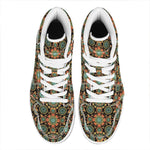 Chaotic Boho Floral Pattern Print High Top Leather Sneakers