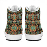 Chaotic Boho Floral Pattern Print High Top Leather Sneakers