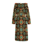 Chaotic Boho Floral Pattern Print Hooded Bathrobe