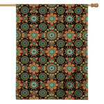 Chaotic Boho Floral Pattern Print House Flag