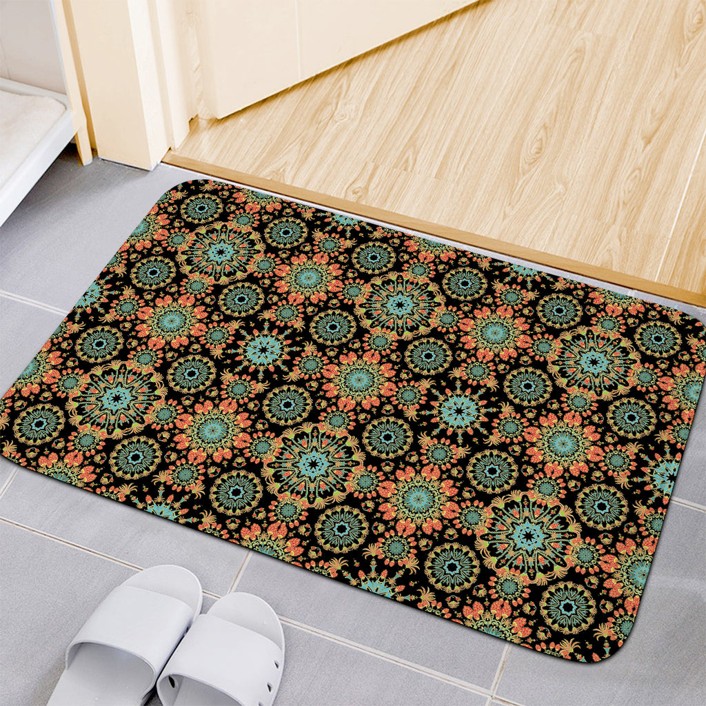 Chaotic Boho Floral Pattern Print Indoor Door Mat
