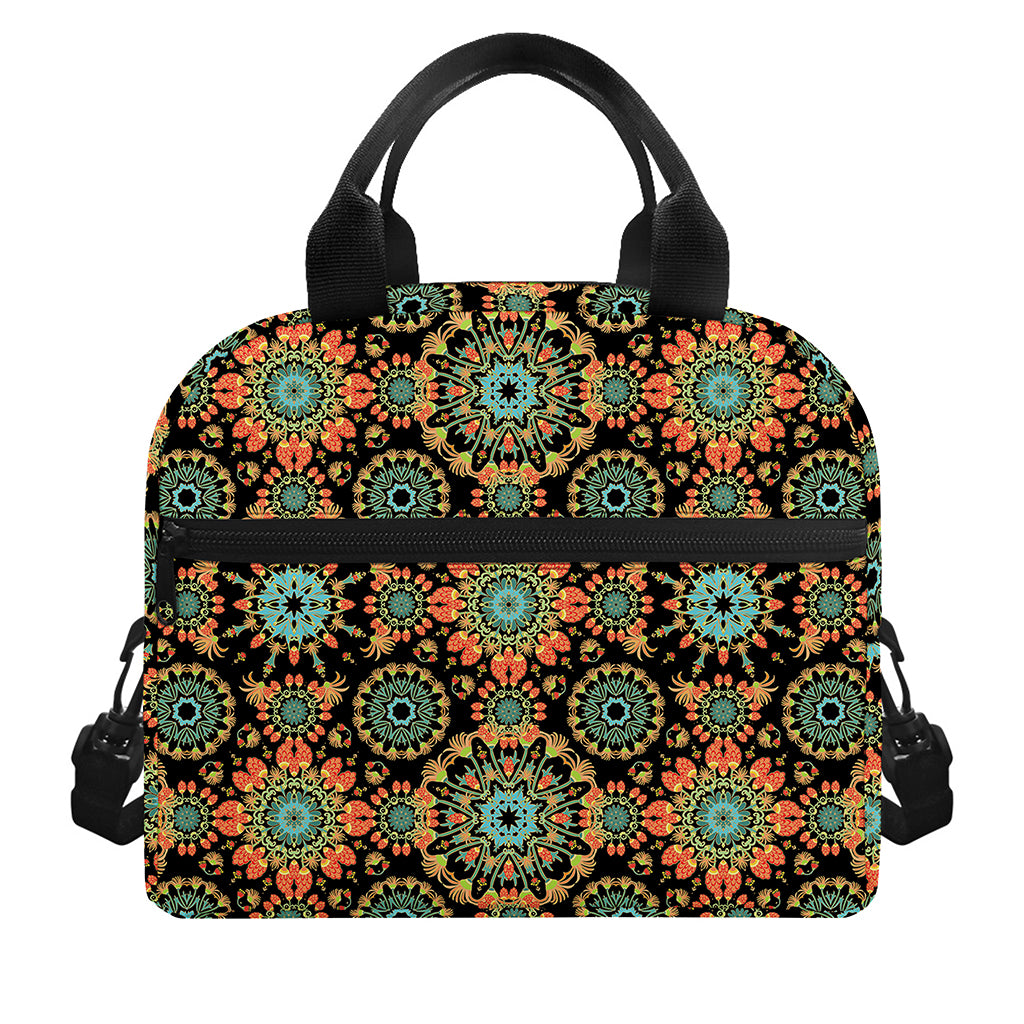 Chaotic Boho Floral Pattern Print Insulated Lunch Bag