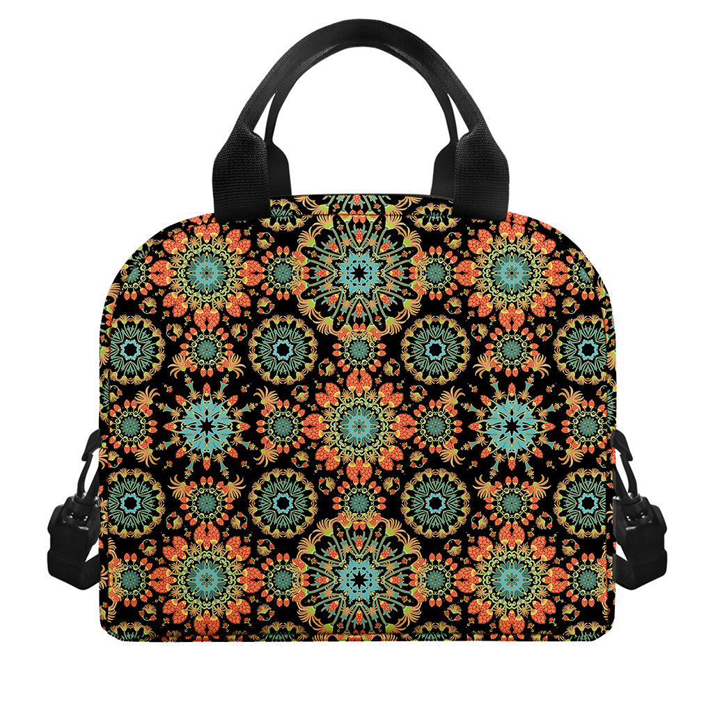 Chaotic Boho Floral Pattern Print Insulated Lunch Bag