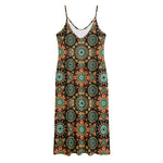 Chaotic Boho Floral Pattern Print Jersey Midi Cami Dress