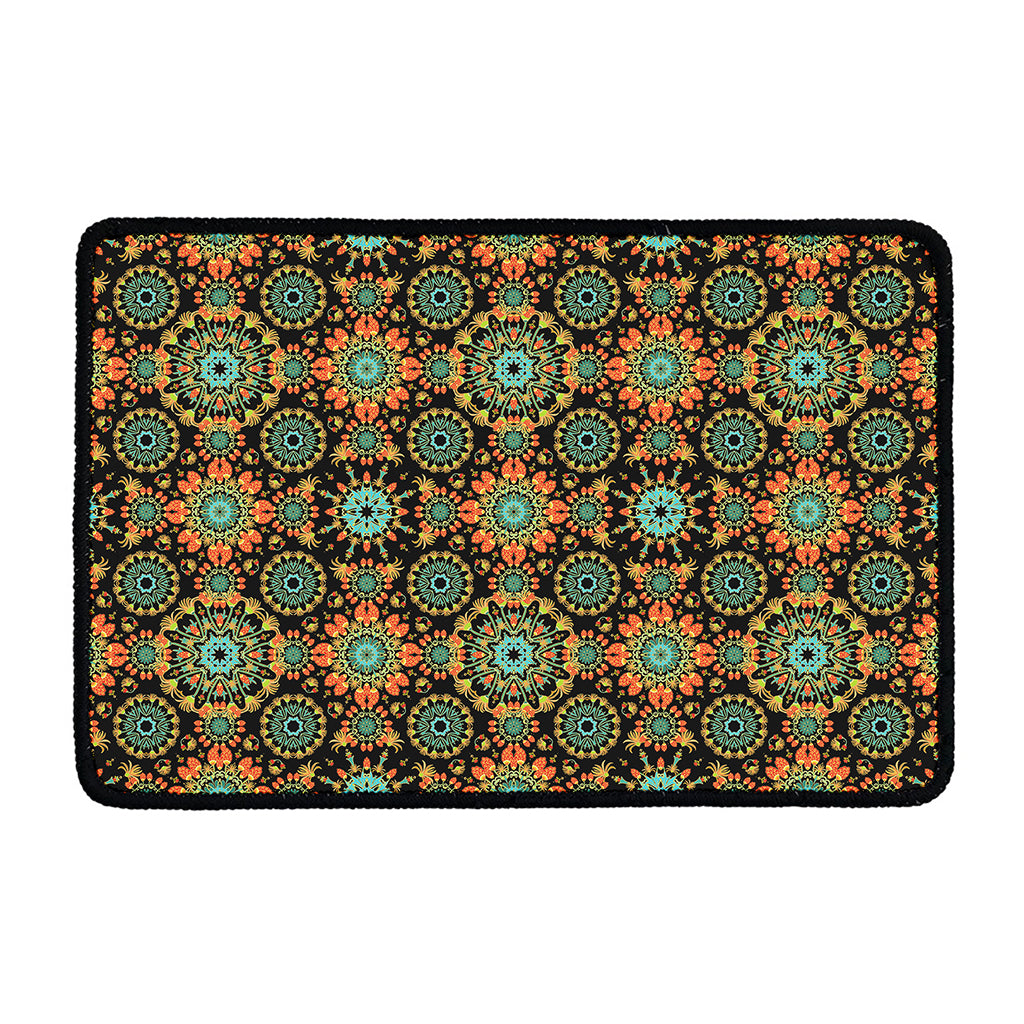 Chaotic Boho Floral Pattern Print Kitchen Mat