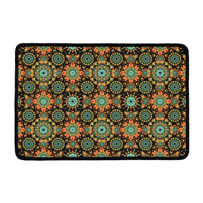 Chaotic Boho Floral Pattern Print Kitchen Mat