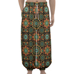Chaotic Boho Floral Pattern Print Lantern Pants