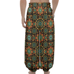 Chaotic Boho Floral Pattern Print Lantern Pants