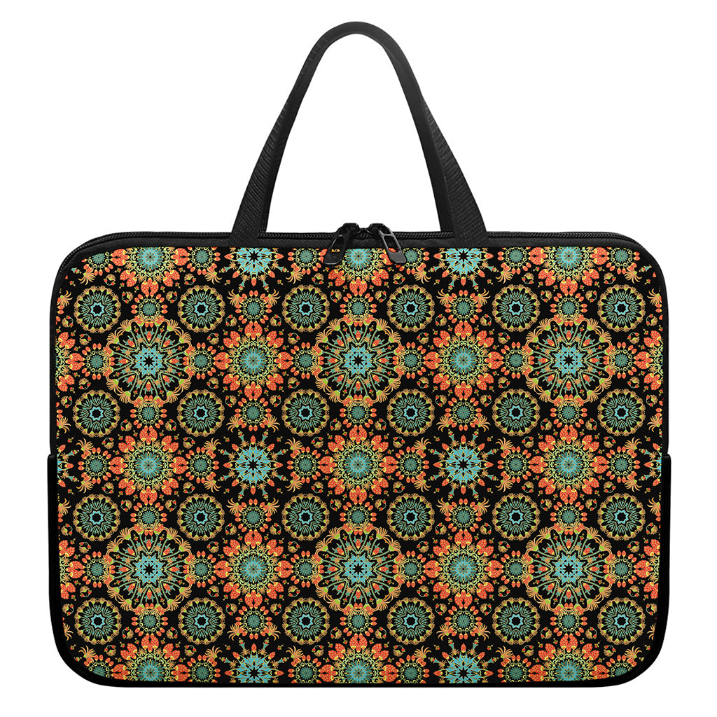 Chaotic Boho Floral Pattern Print Laptop Sleeve With Handle