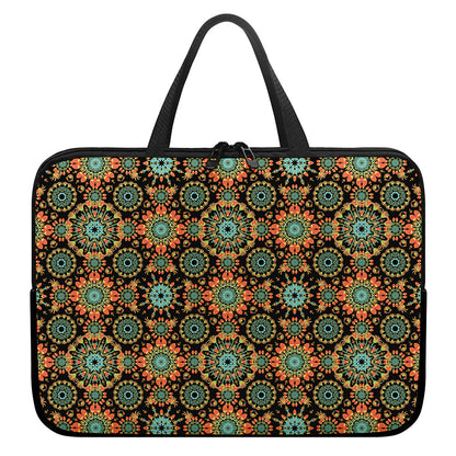 Chaotic Boho Floral Pattern Print Laptop Sleeve With Handle
