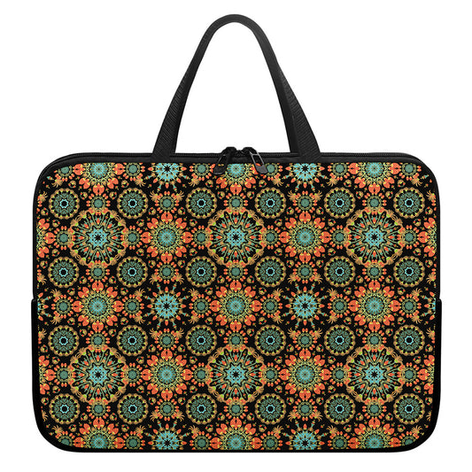 Chaotic Boho Floral Pattern Print Laptop Sleeve With Handle