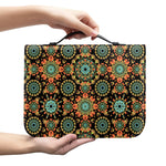 Chaotic Boho Floral Pattern Print Leather Bible Cover