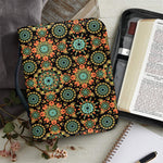 Chaotic Boho Floral Pattern Print Leather Bible Cover