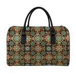 Chaotic Boho Floral Pattern Print Leather Duffle Bag