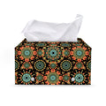 Chaotic Boho Floral Pattern Print Leather Tissue Box Cover