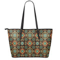 Chaotic Boho Floral Pattern Print Leather Tote Bag With Zipper