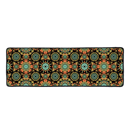 Chaotic Boho Floral Pattern Print Long Kitchen Mat
