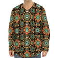 Chaotic Boho Floral Pattern Print Long Sleeve Baseball Jersey