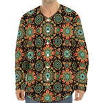 Chaotic Boho Floral Pattern Print Long Sleeve Baseball Jersey