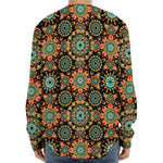 Chaotic Boho Floral Pattern Print Long Sleeve Baseball Jersey