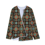 Chaotic Boho Floral Pattern Print Long Sleeve Short Coat