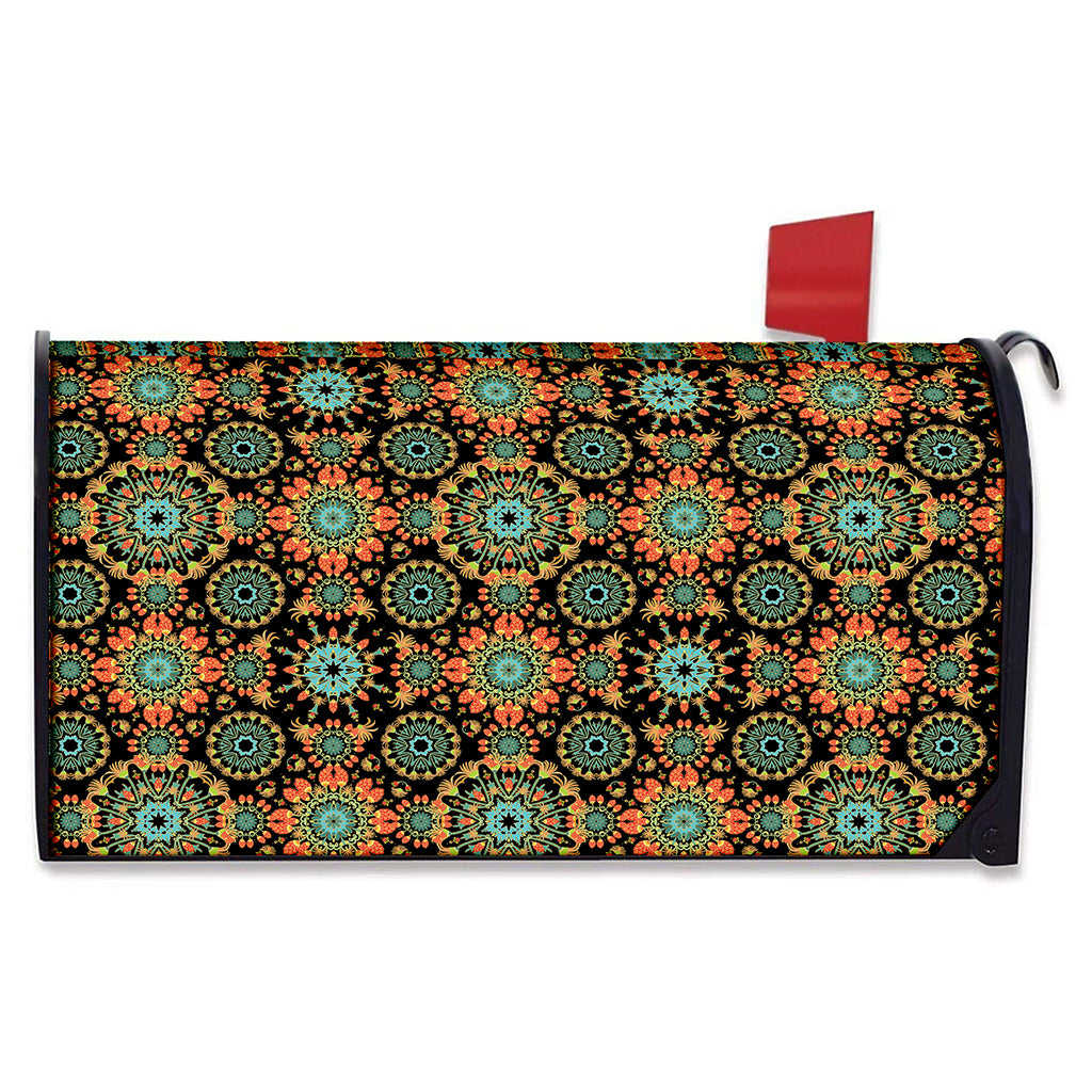 Chaotic Boho Floral Pattern Print Mailbox Cover