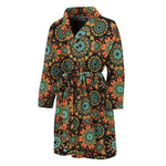 Chaotic Boho Floral Pattern Print Men's Bathrobe