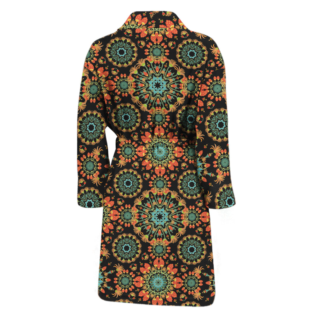Chaotic Boho Floral Pattern Print Men's Bathrobe