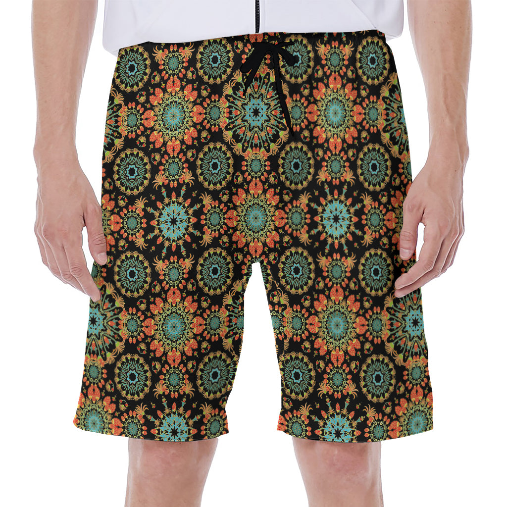 Chaotic Boho Floral Pattern Print Men's Beach Shorts