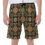 Chaotic Boho Floral Pattern Print Men's Beach Shorts