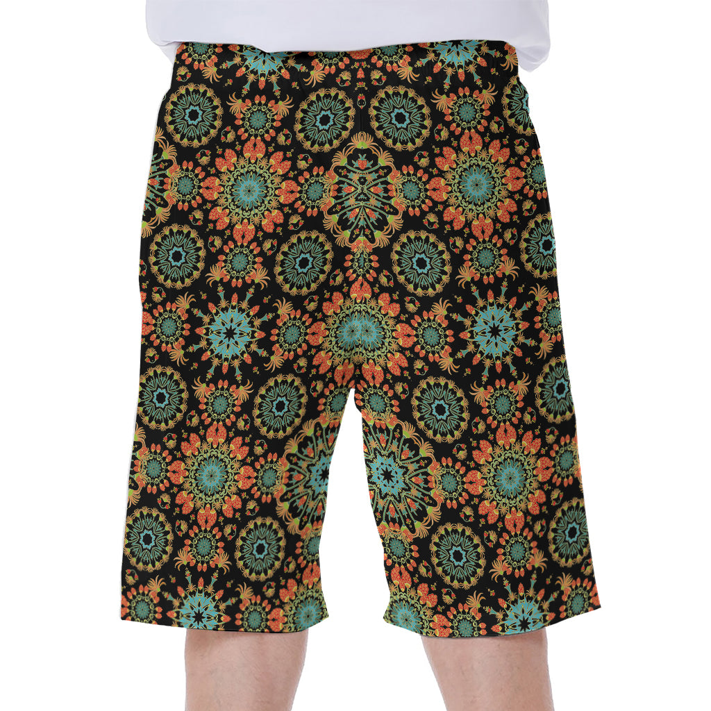 Chaotic Boho Floral Pattern Print Men's Beach Shorts