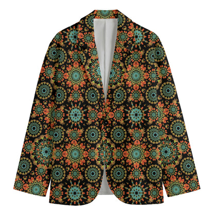 Chaotic Boho Floral Pattern Print Men's Blazer