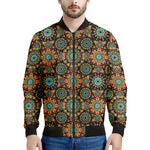 Chaotic Boho Floral Pattern Print Men's Bomber Jacket