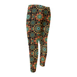 Chaotic Boho Floral Pattern Print Men's Compression Pants
