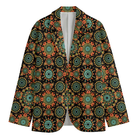 Chaotic Boho Floral Pattern Print Men's Cotton Blazer