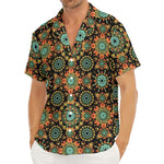 Chaotic Boho Floral Pattern Print Men's Deep V-Neck Shirt
