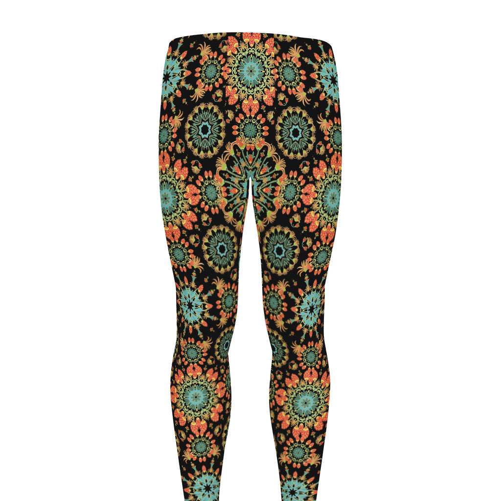 Chaotic Boho Floral Pattern Print Men's leggings