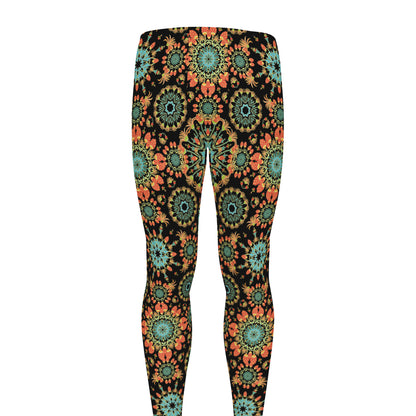 Chaotic Boho Floral Pattern Print Men's leggings