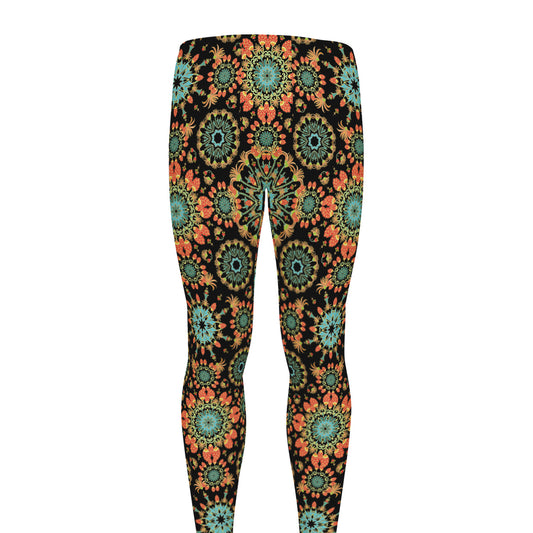 Chaotic Boho Floral Pattern Print Men's leggings