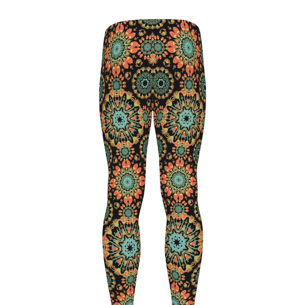 Chaotic Boho Floral Pattern Print Men's leggings
