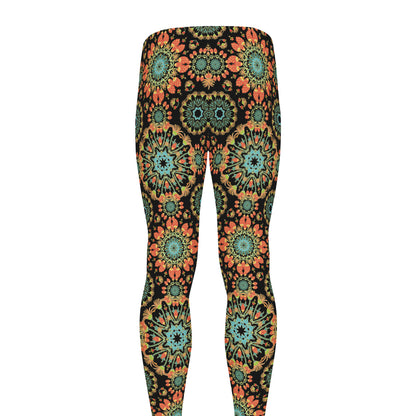 Chaotic Boho Floral Pattern Print Men's leggings