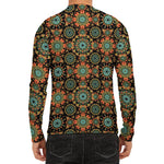 Chaotic Boho Floral Pattern Print Men's Long Sleeve Rash Guard