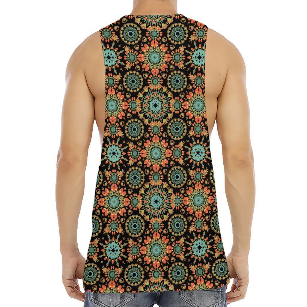 Chaotic Boho Floral Pattern Print Men's Muscle Tank Top