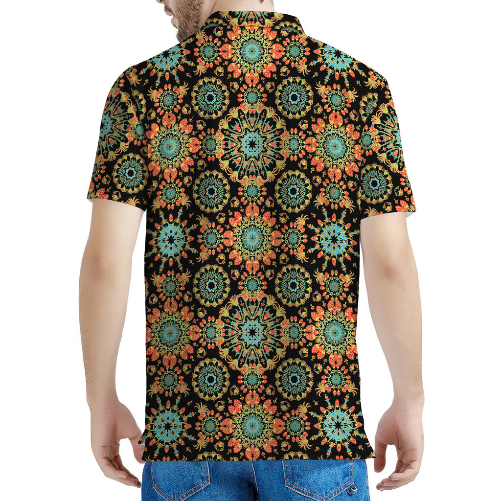 Chaotic Boho Floral Pattern Print Men's Polo Shirt