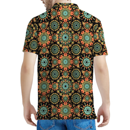 Chaotic Boho Floral Pattern Print Men's Polo Shirt